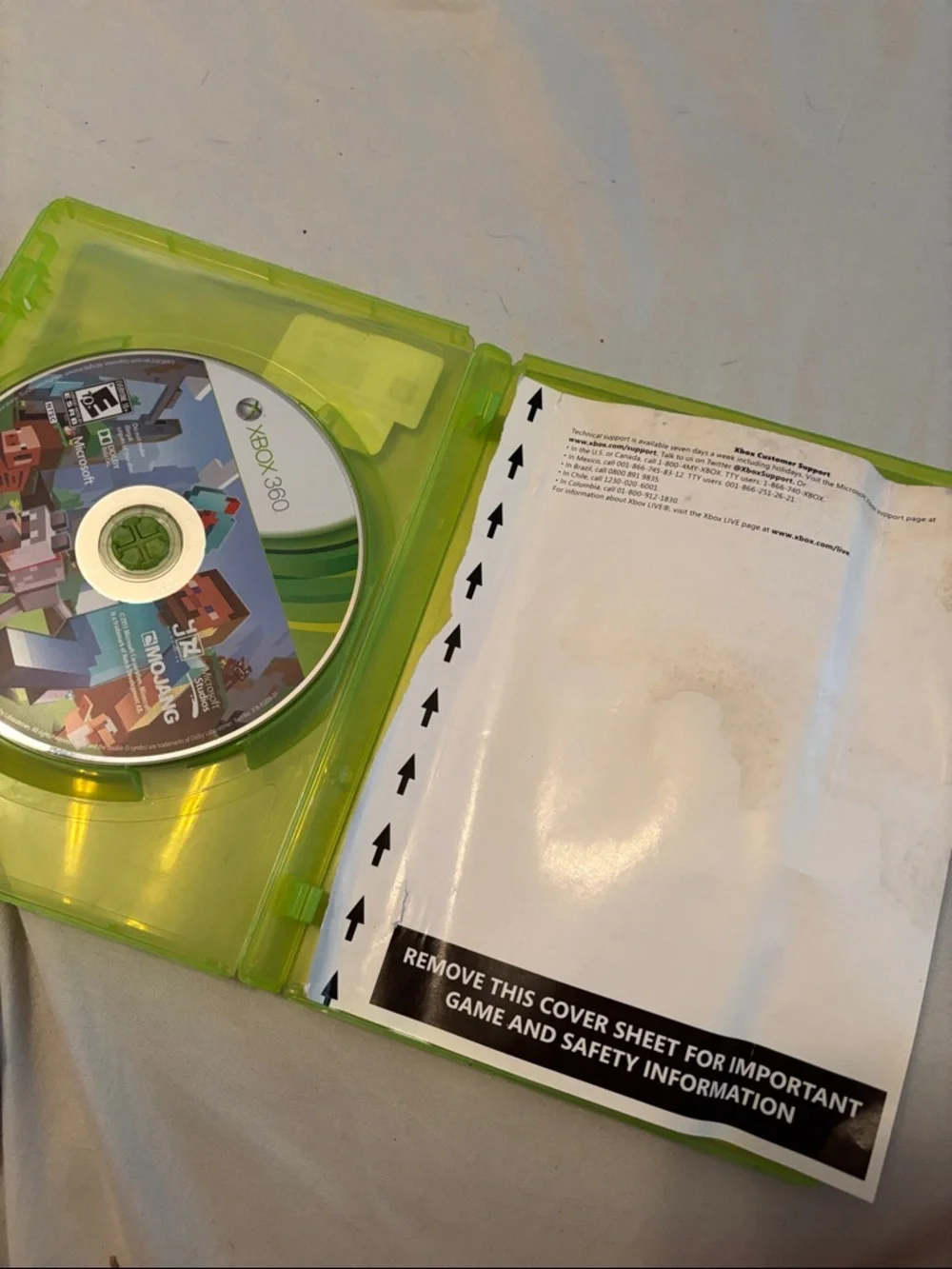 Microsoft Xbox 360 Minecraft mojang dolby digital rated E disc & case
